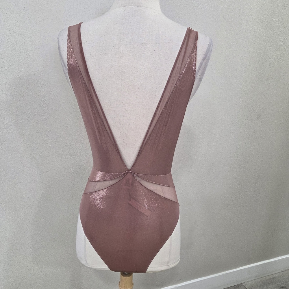 Victoria's Secret Sheer Plunge Bodysuit in Dusty Rose - Picture 3 of 8